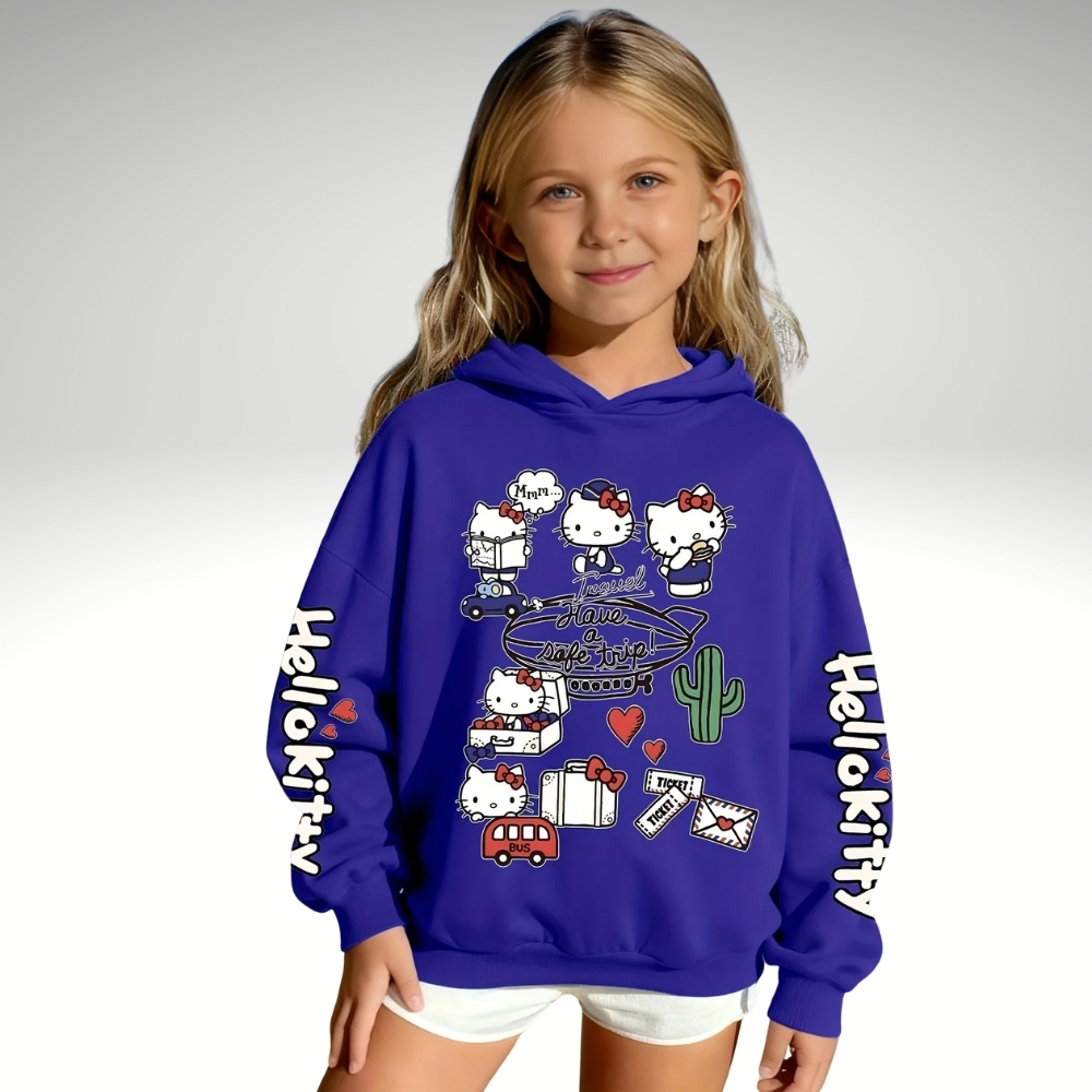 Hello Kitty Themed Casual Hooded Sweatshirt