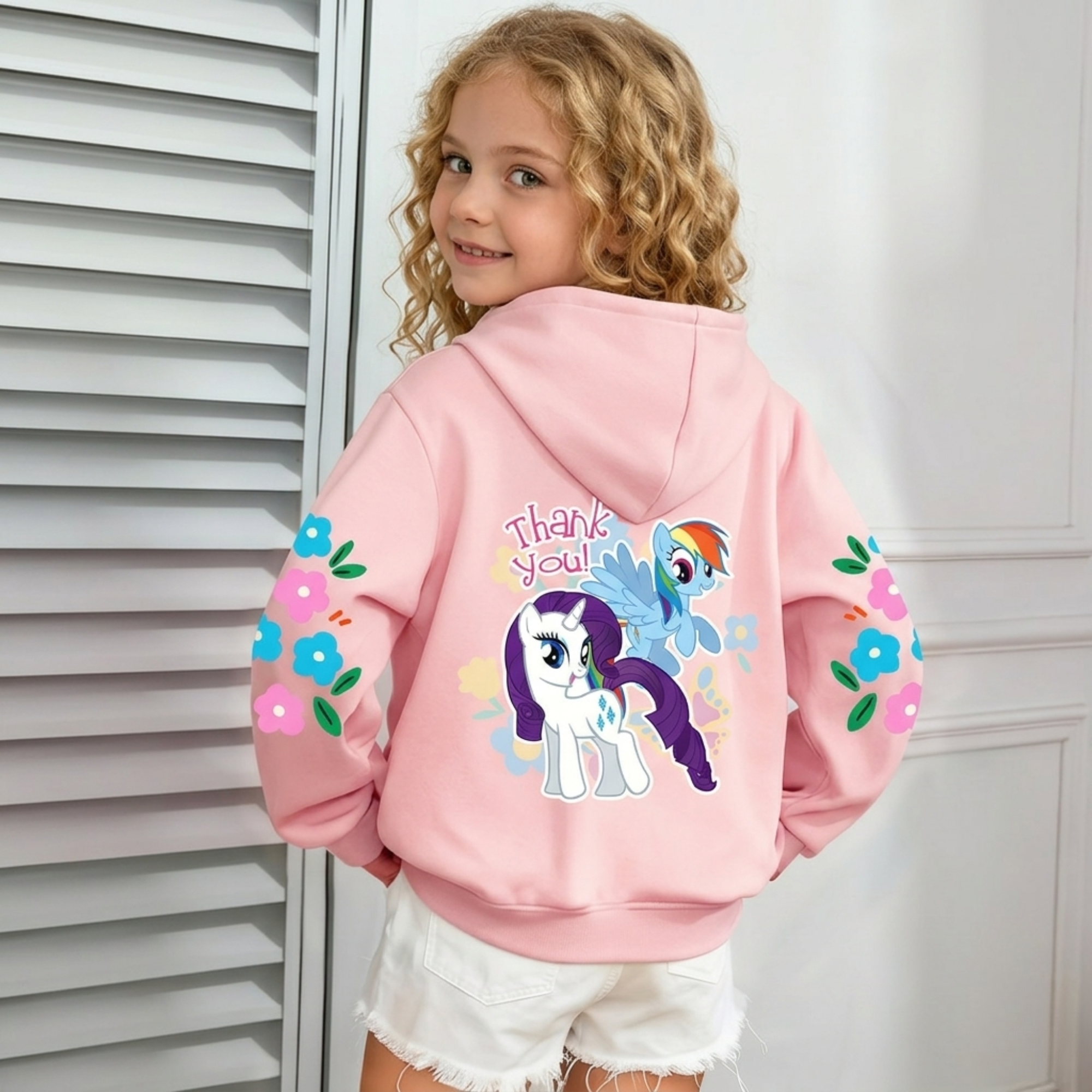Hello Kitty Cartoon Print Pullover Hoodie For Girls