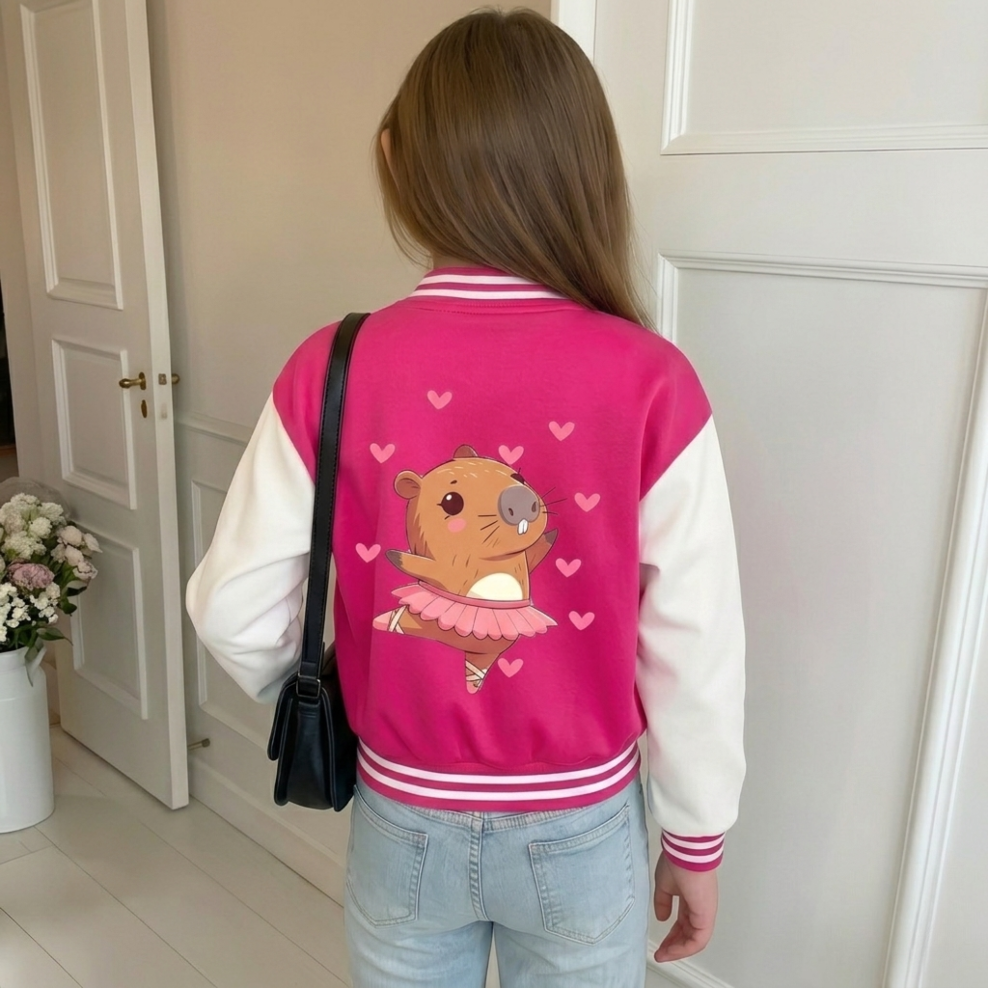 Capybara Inspired Baseball Jacket For Girls 