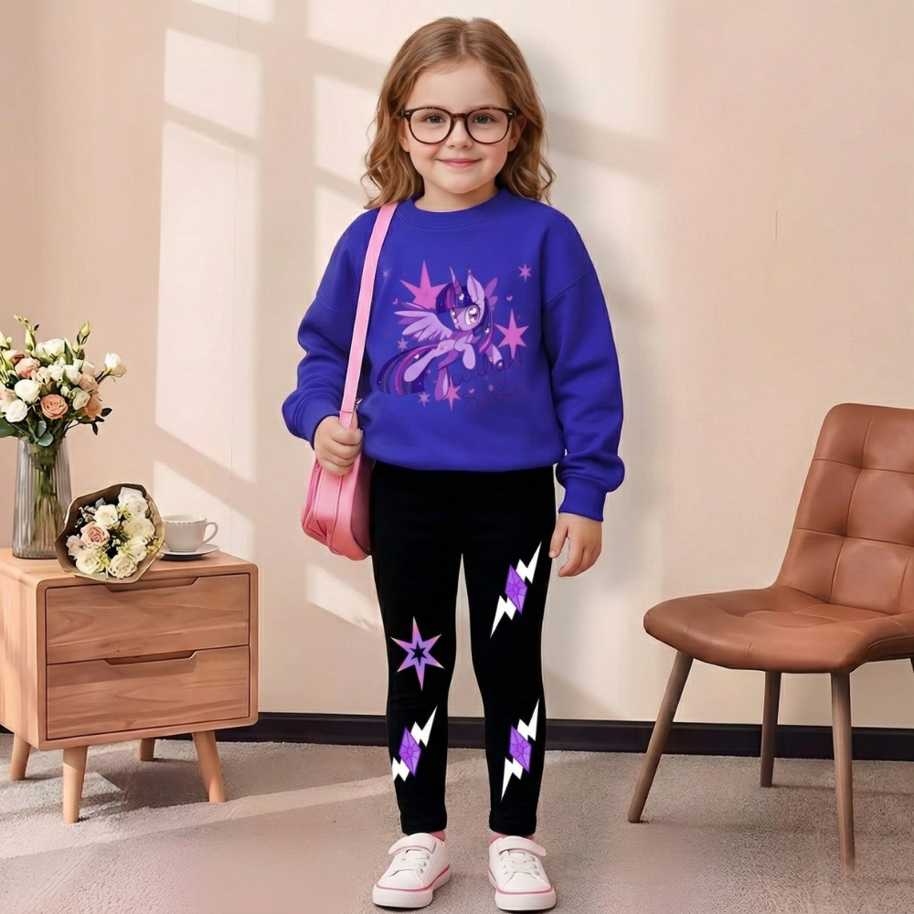 Twilight Sparkle Graphic Themed Sweatshirt And Flared Pants Set For Girls