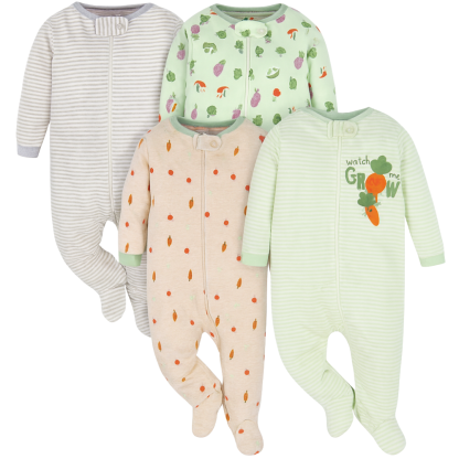 Four Pack Baby Boys Sleep And Play Footies