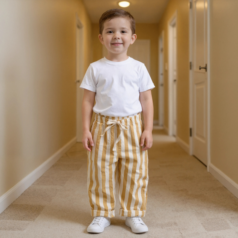 Baby Striped Drawstring Casual Pants