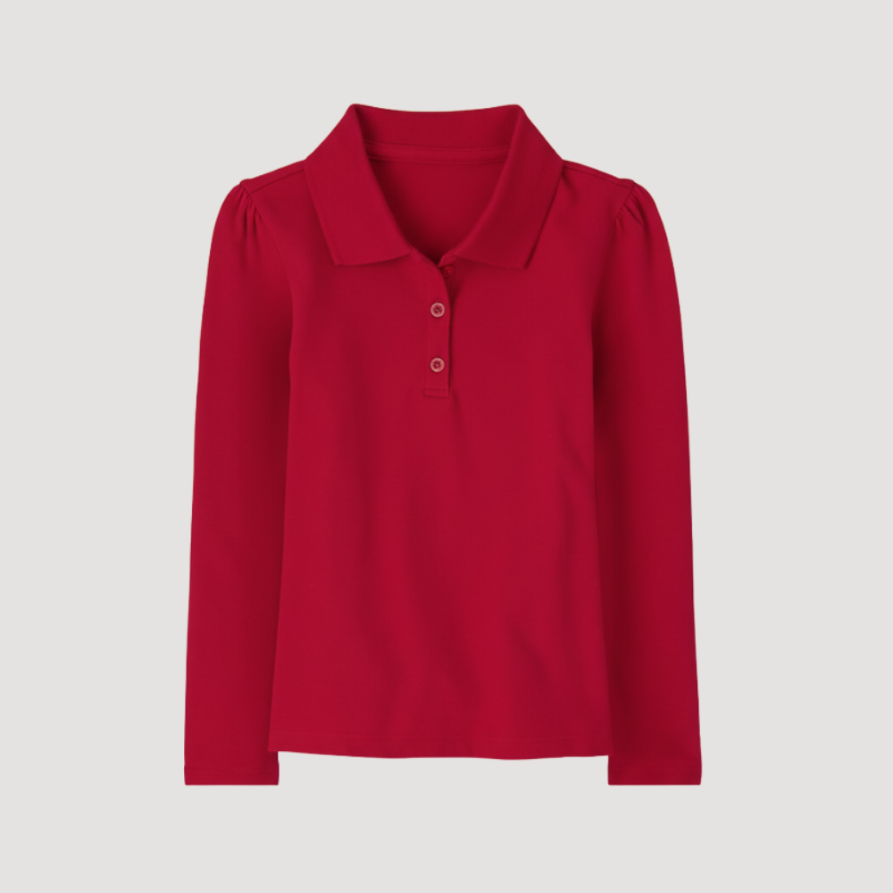 Girls Long Sleeve Pique Polo