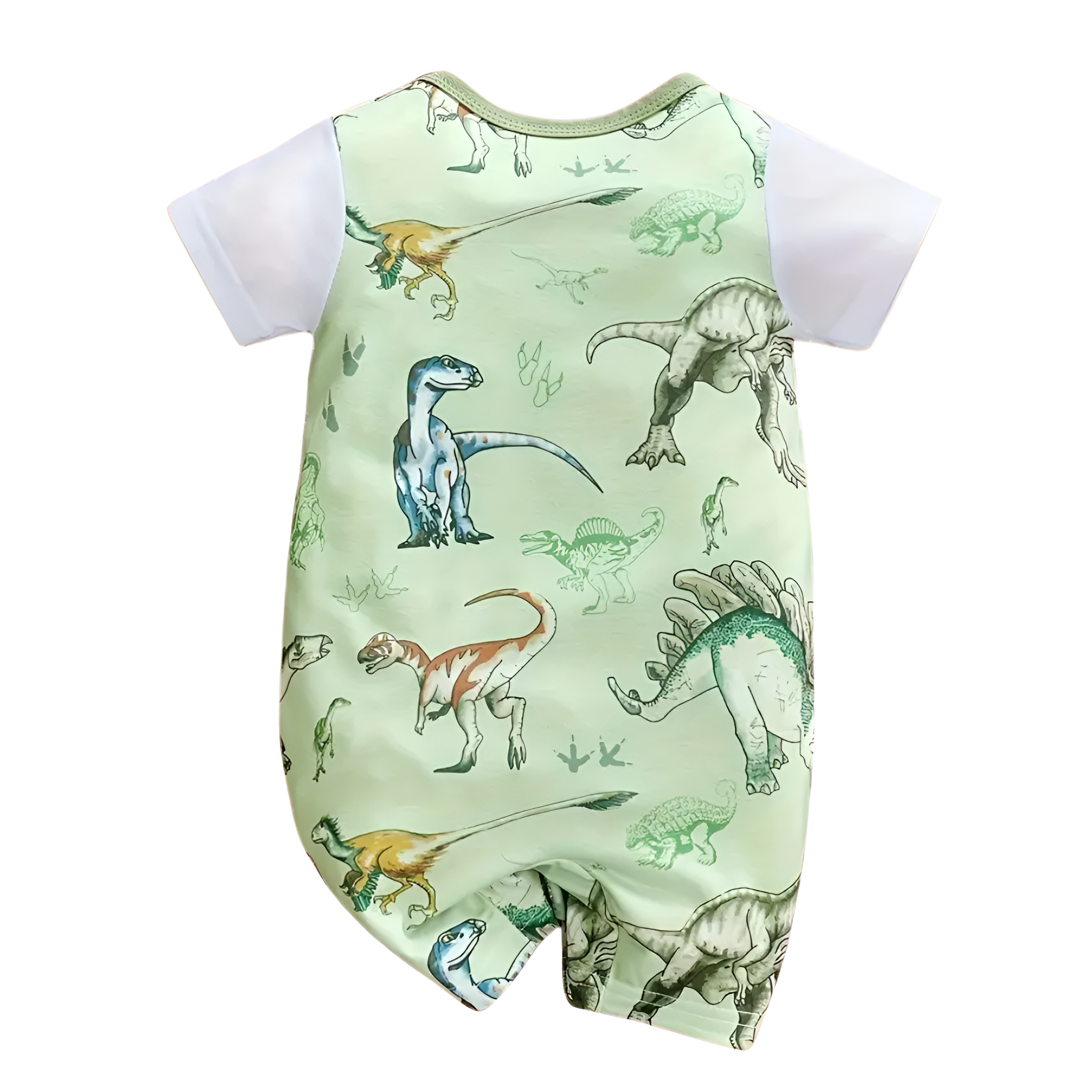 Short Sleeve Romper For Babies With Cartoon Zoo Animal Theme
