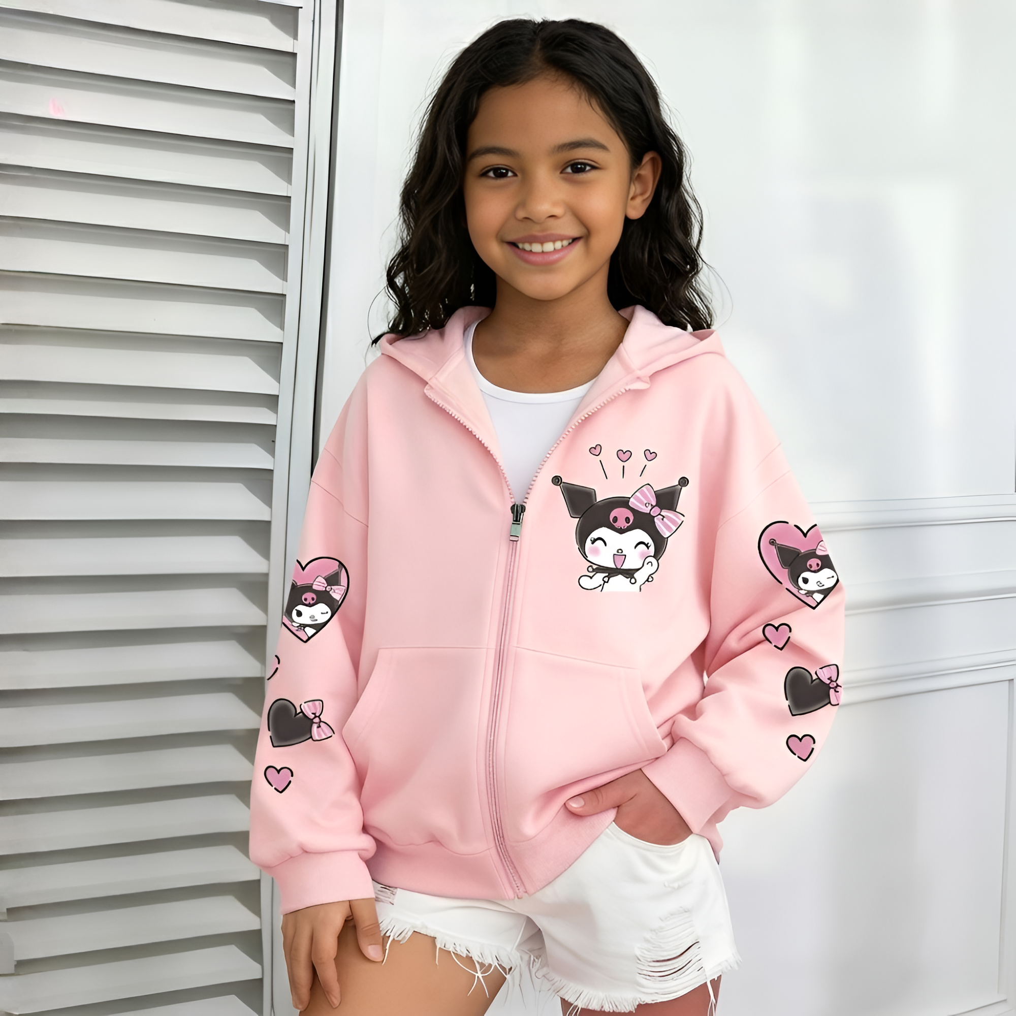 Modern Pony Character Zip Up Kids Hoodie