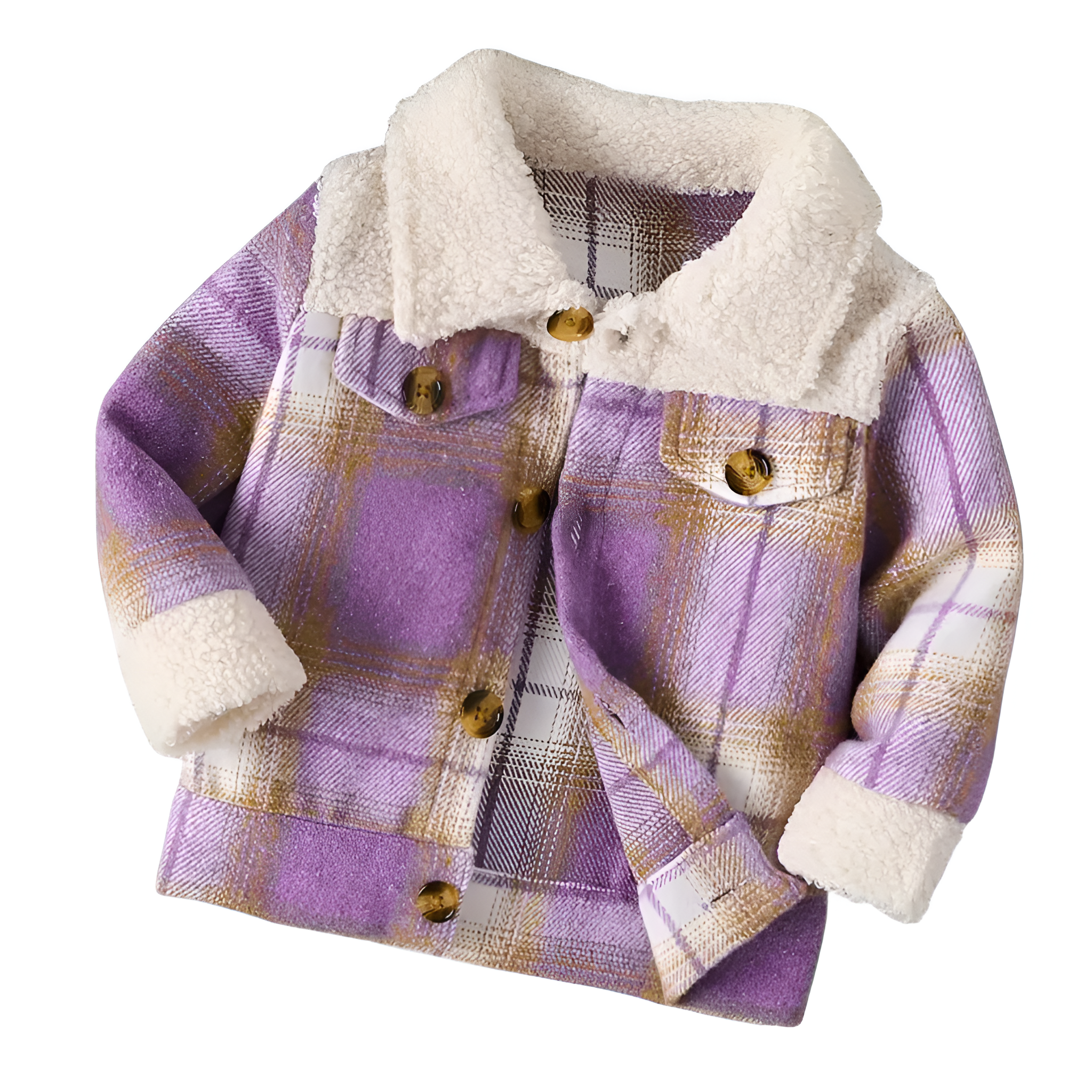 Toddler Fleece Plaid Coat With Soft Lining