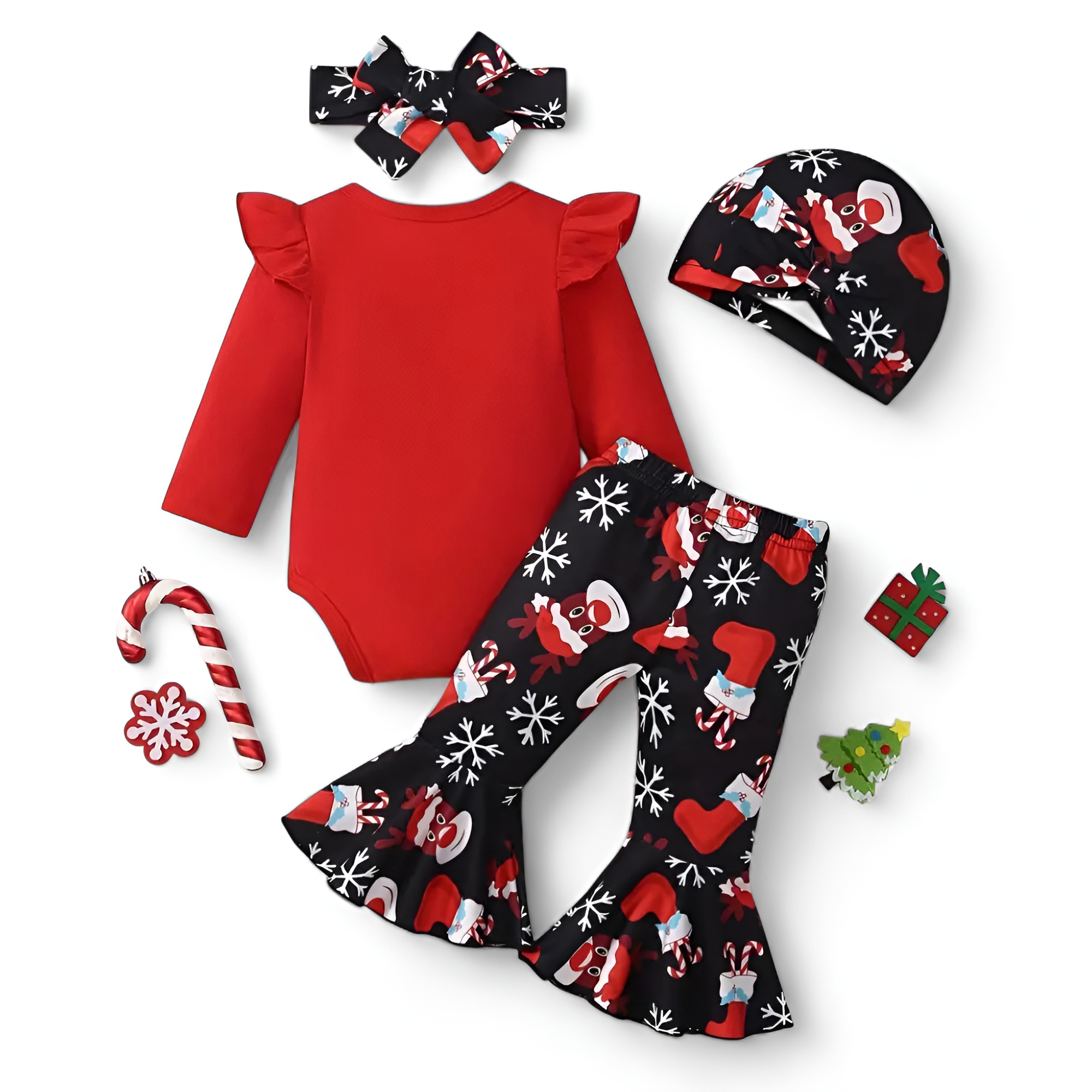 4 Piece My First Christmas Long Sleeve Bodysuit
