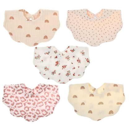5Pcs Pure Cotton Baby Feeding Bibs-Children Cloth Shop