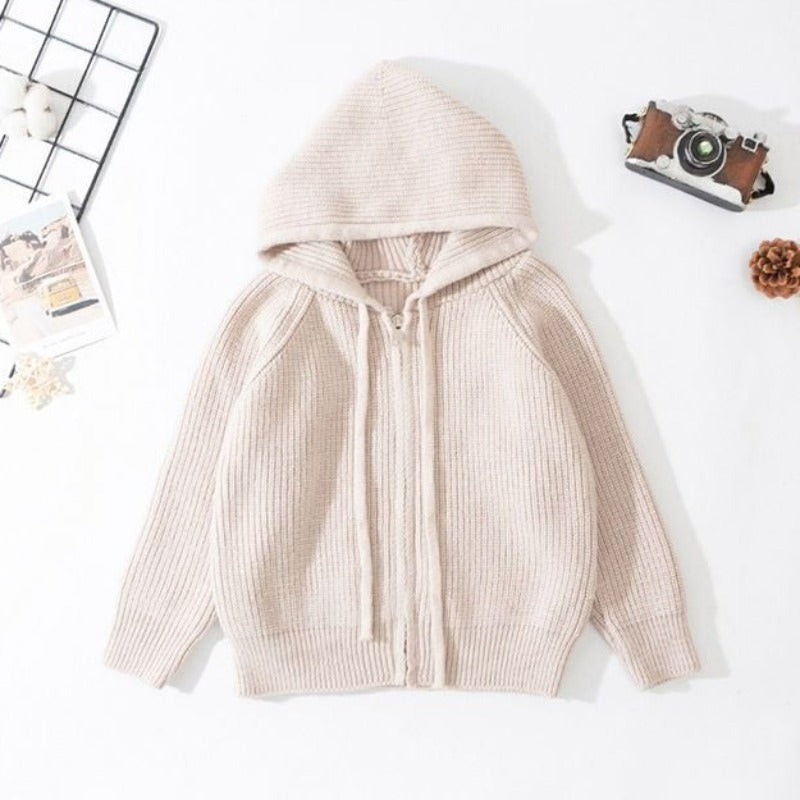 Kids Winter Solid Sweater Hooded Coat-Children Cloth Shop