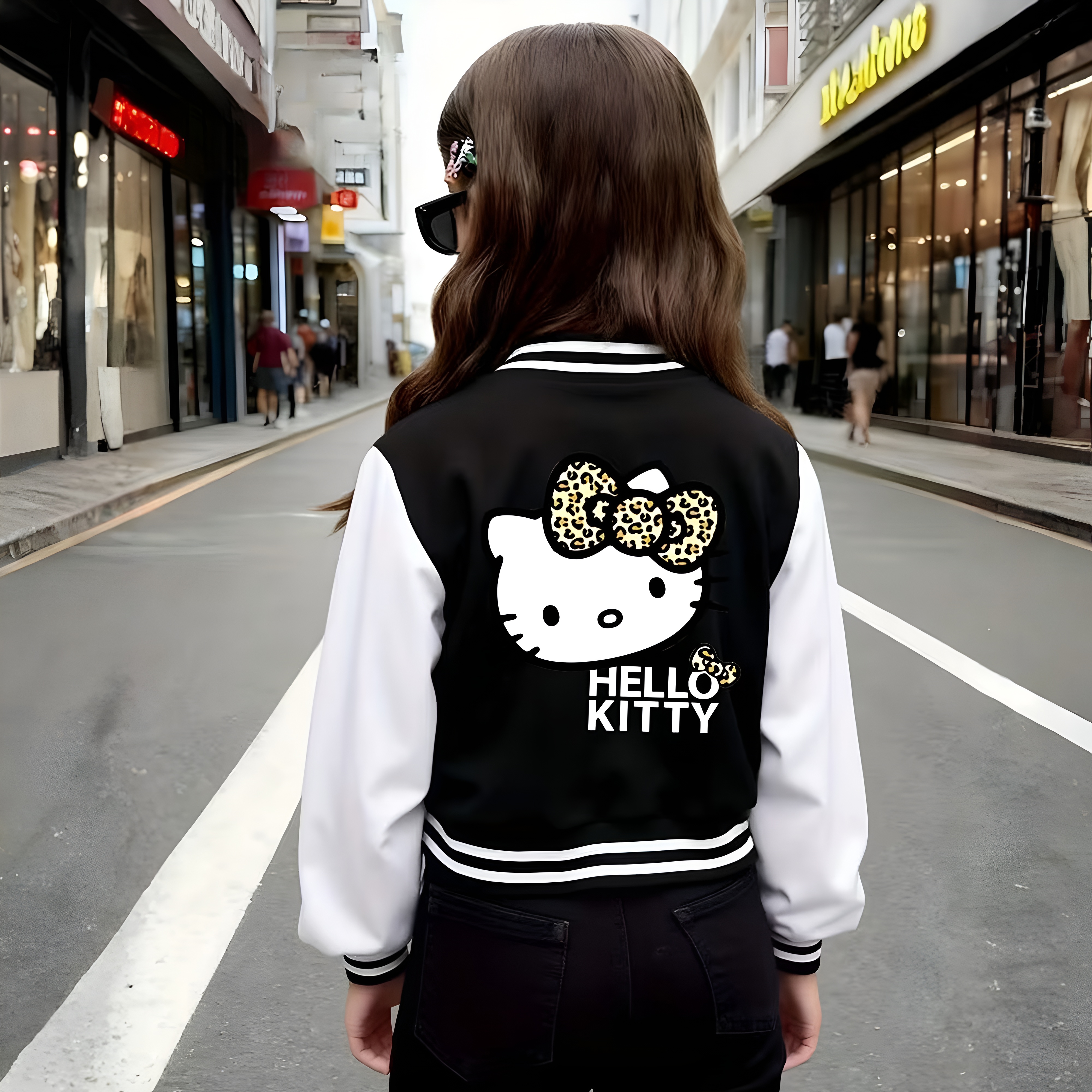  Hello Kitty Themed Casual Baseball Jacket For Girls
