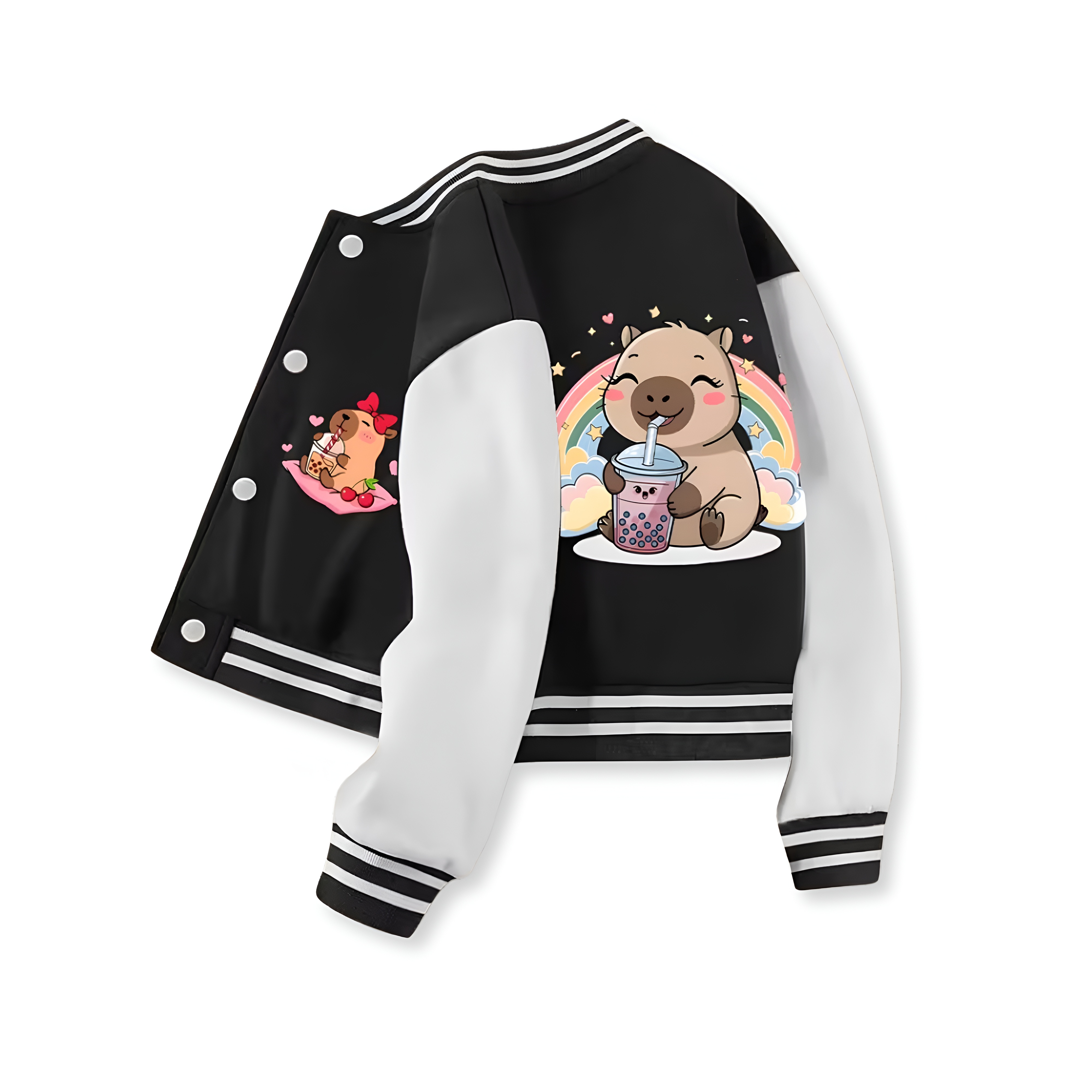 Capybara Design Printed Baseball Jacket For Girls