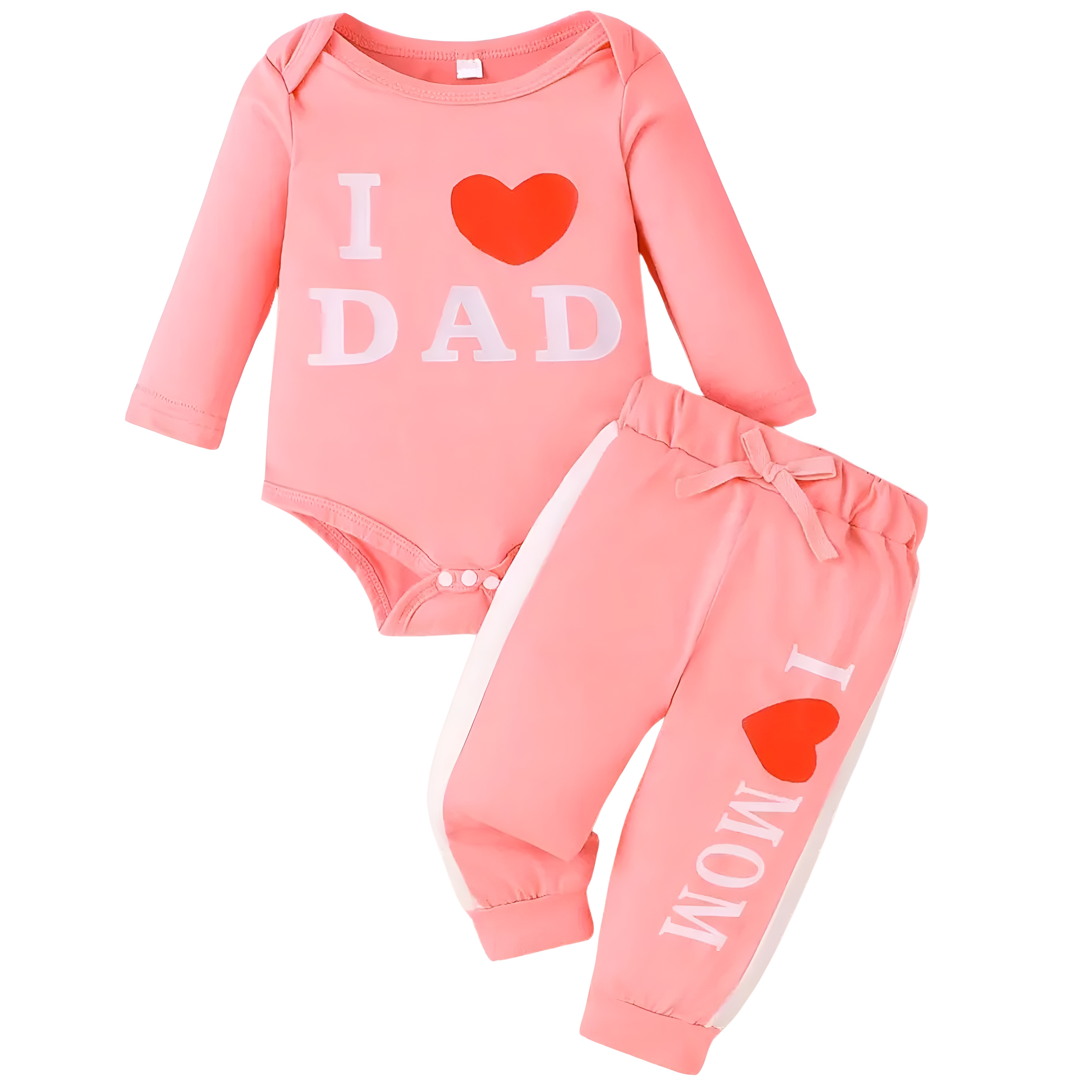 Baby Girl Round Neck Letter Print Long Sleeve Romper and Pants Casual Two Piece Set