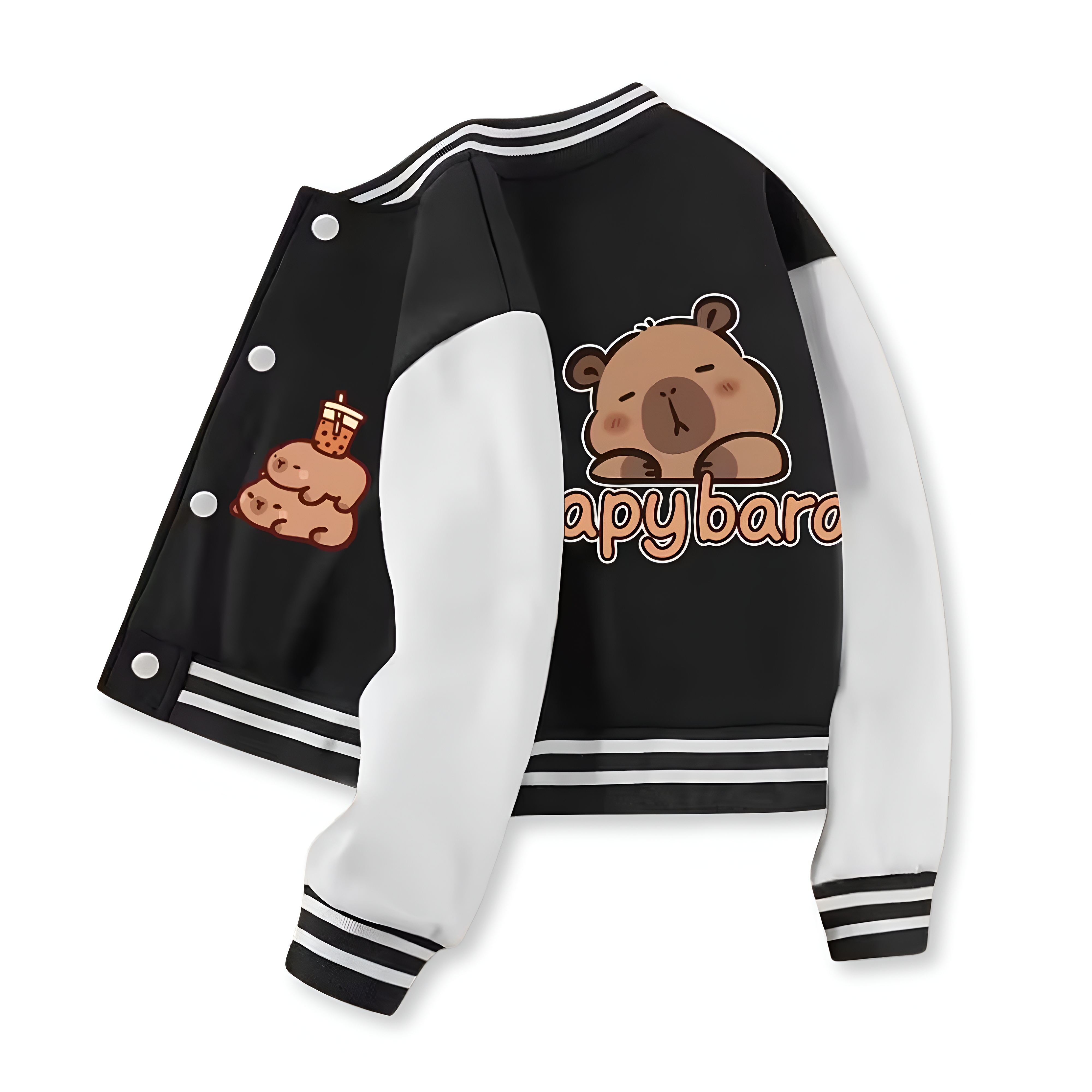 Capybara Inspired Casual Baseball Jacket For Girls