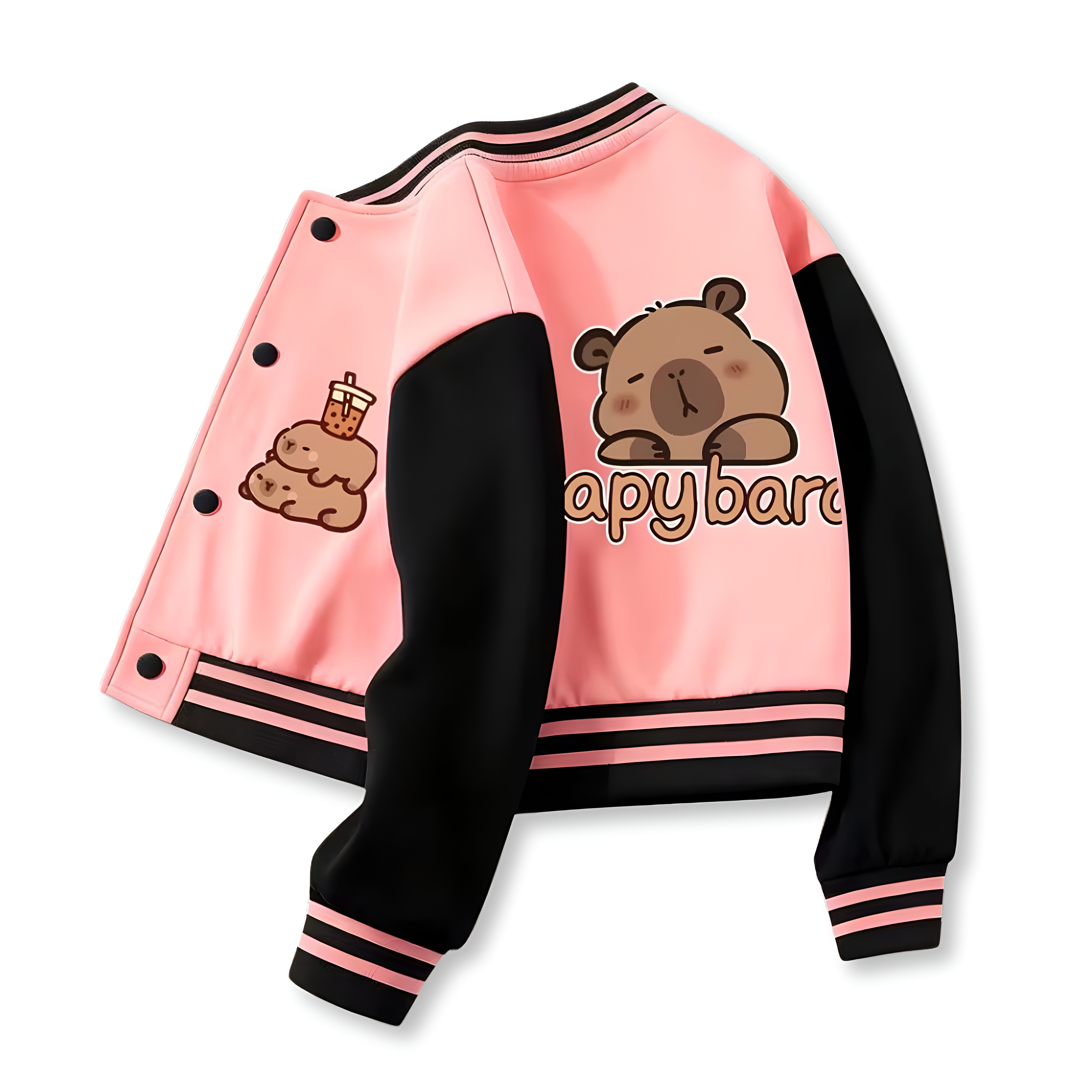 Capybara Inspired Casual Baseball Jacket For Girls