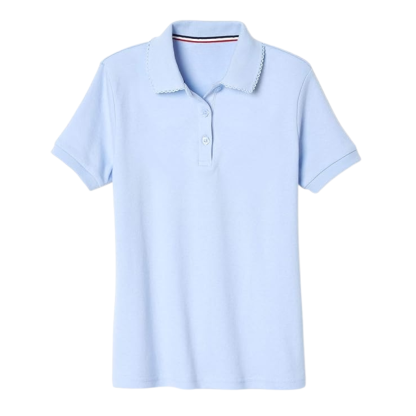 Girls Short Sleeve Picot Collar School Uniform Shirt