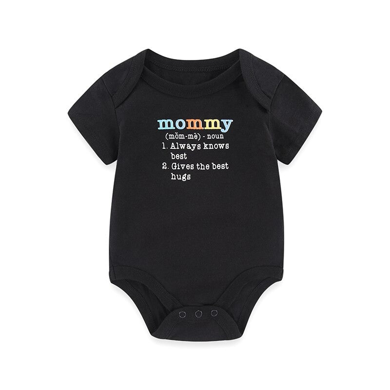 Black Cotton Short-Sleeved Baby Jumpsuit-Children Cloth Shop