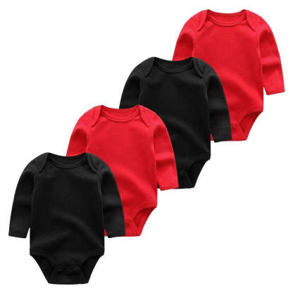 4Pcs Solid Color Long Sleeve Jumpsuit-Children Cloth Shop