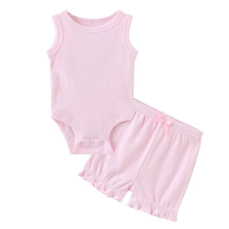 Sleeveless Bodysuit & Elastic Pants Set For Toddlers-Children Cloth Shop