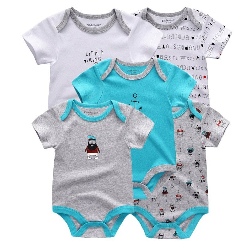 5Pcs Multicolor Unicorn Girls Bodysuit Sets-Children Cloth Shop