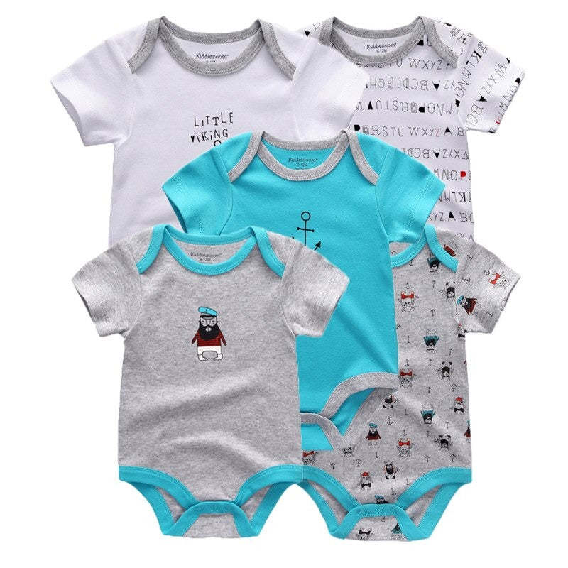 5Pcs Multicolor Unicorn Girls Bodysuit Sets-Children Cloth Shop