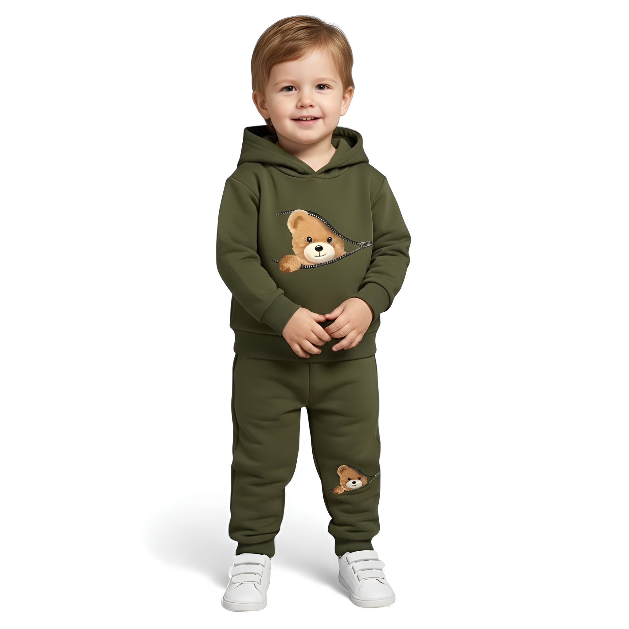 Autumn Baby Boy Cartoon Bear Print Hoodie Sweatshirt