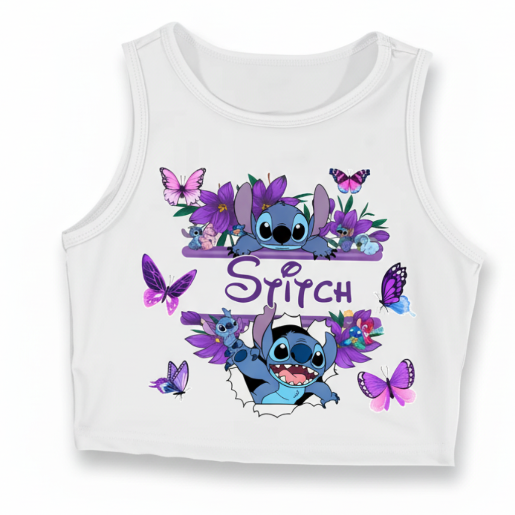 Girls Sleeveless Tank Top with Floral and Butterfly Print