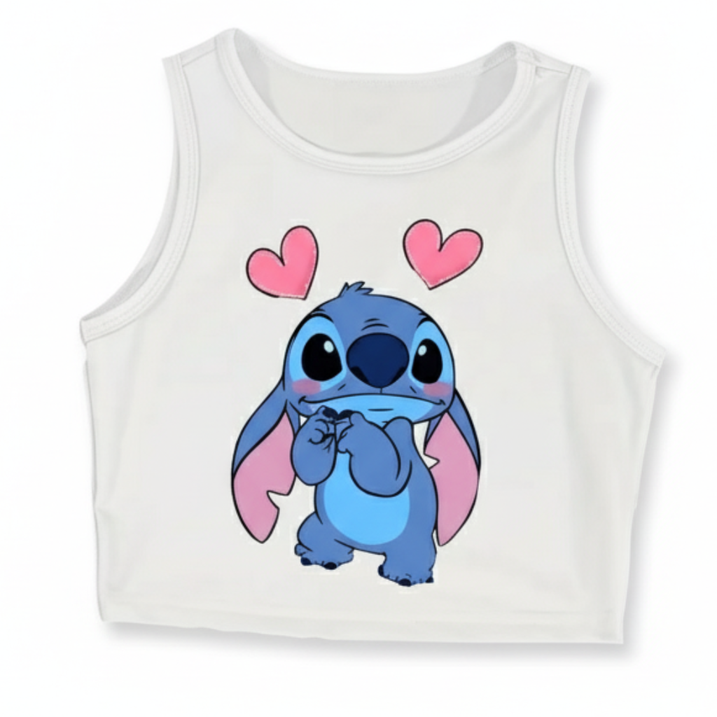 Girls Sleeveless Vest with Cartoon Print for Summer Wear