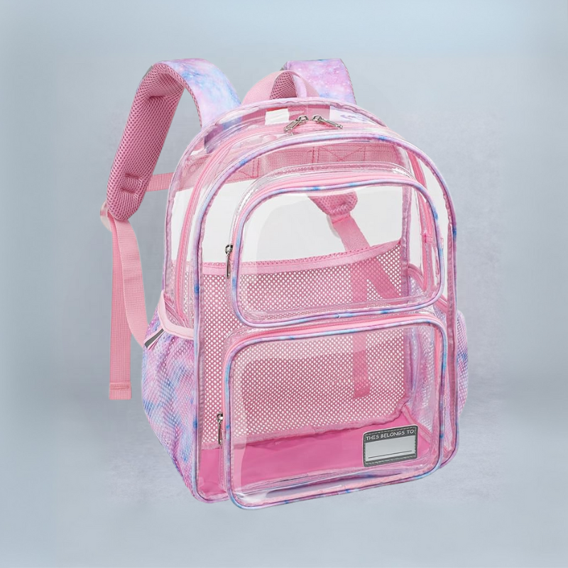 Boys Transparent Backpack with Reflective Strips PVC Build