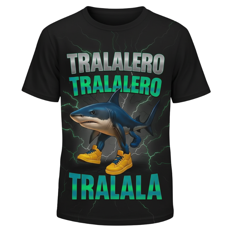 Casual Tralalero Shark Graphic T Shirt For Boys