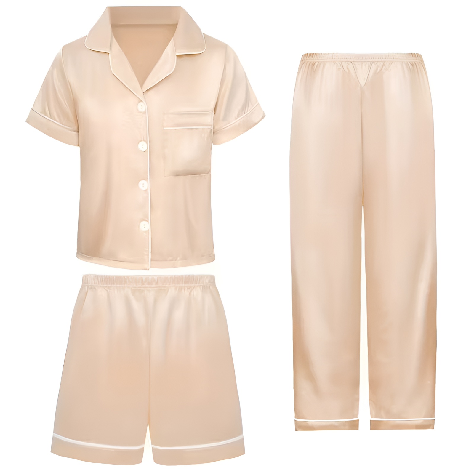 Autumn Satin Short Sleeve Pajama Set