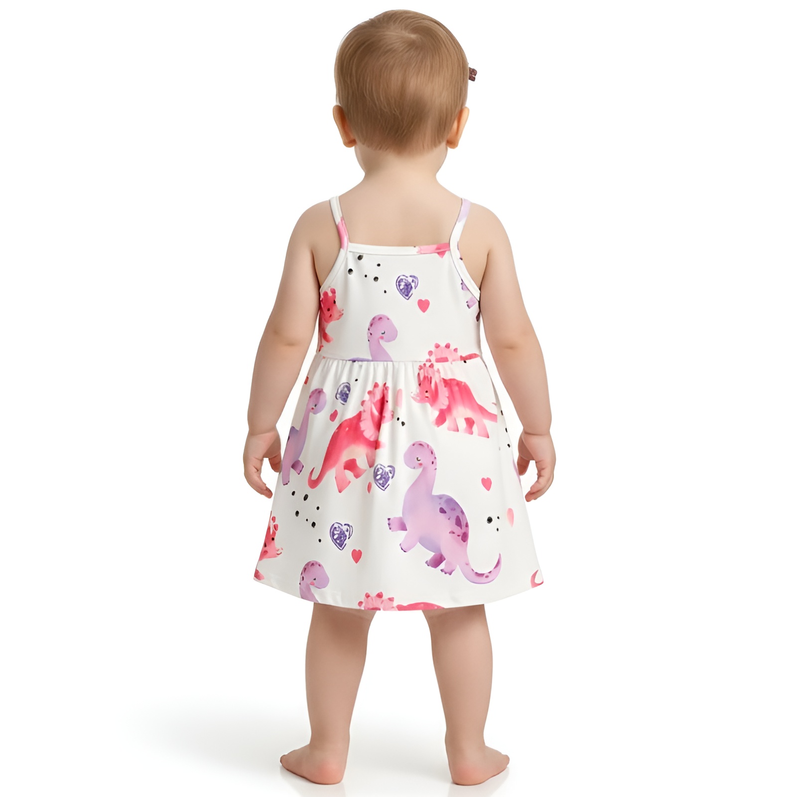 Dinosaur Cartoon Print Sleeveless Sundress for Girls