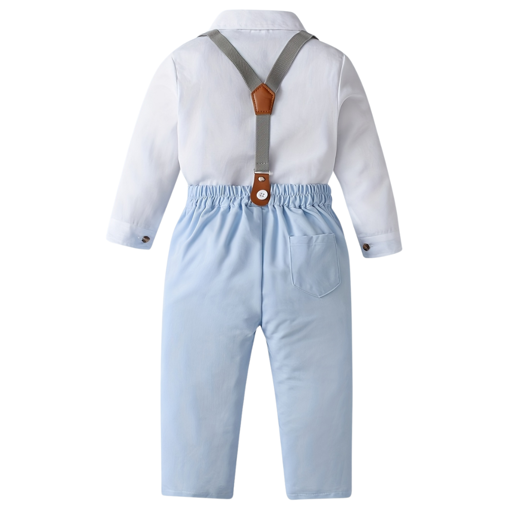 Bow Tie Shirt With Suspender Pants