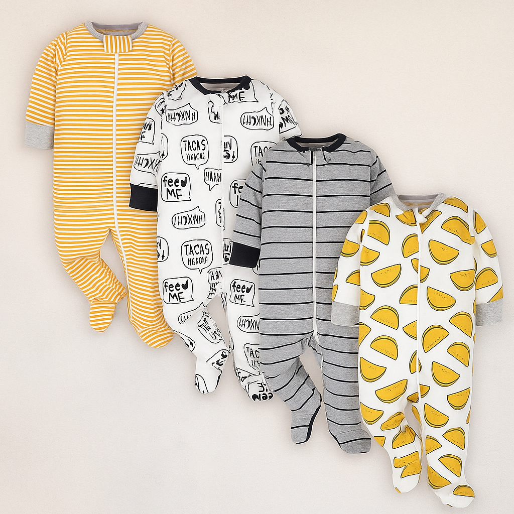 Baby Boys 4 Pack Sleep N Play Footies