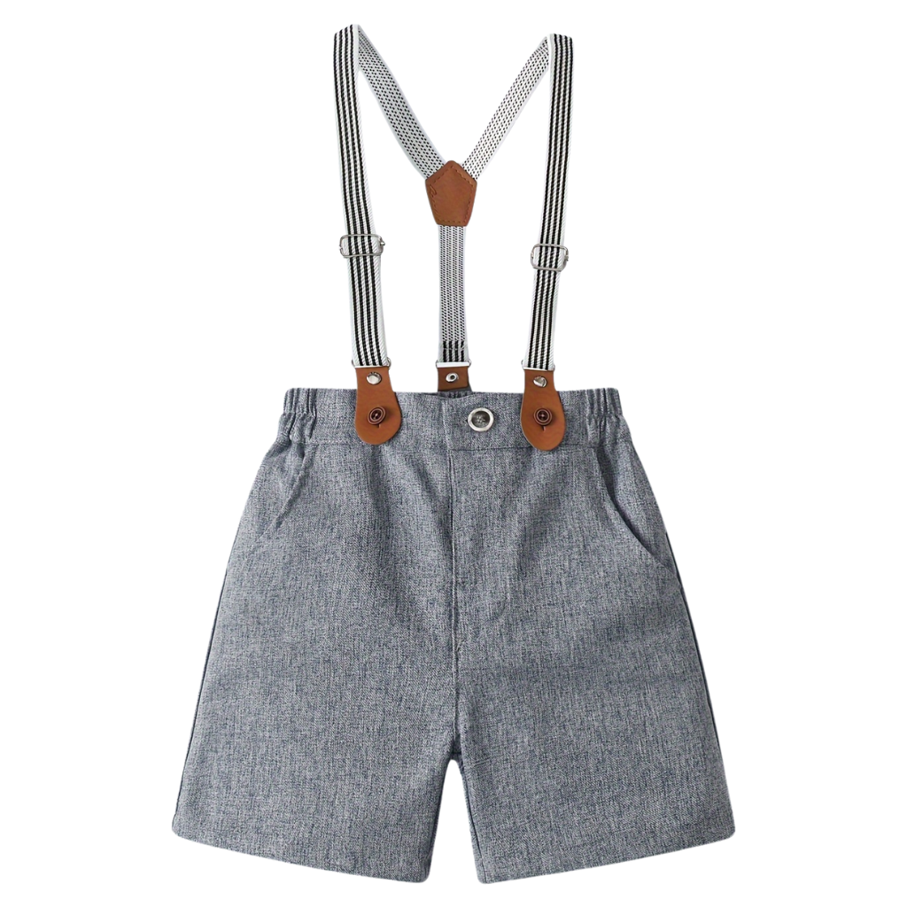 Short Sleeve Shirt And Suspender Shorts