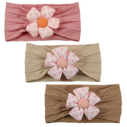 Baby Flower Soft Headbands For Baby Girls Pack Of 3