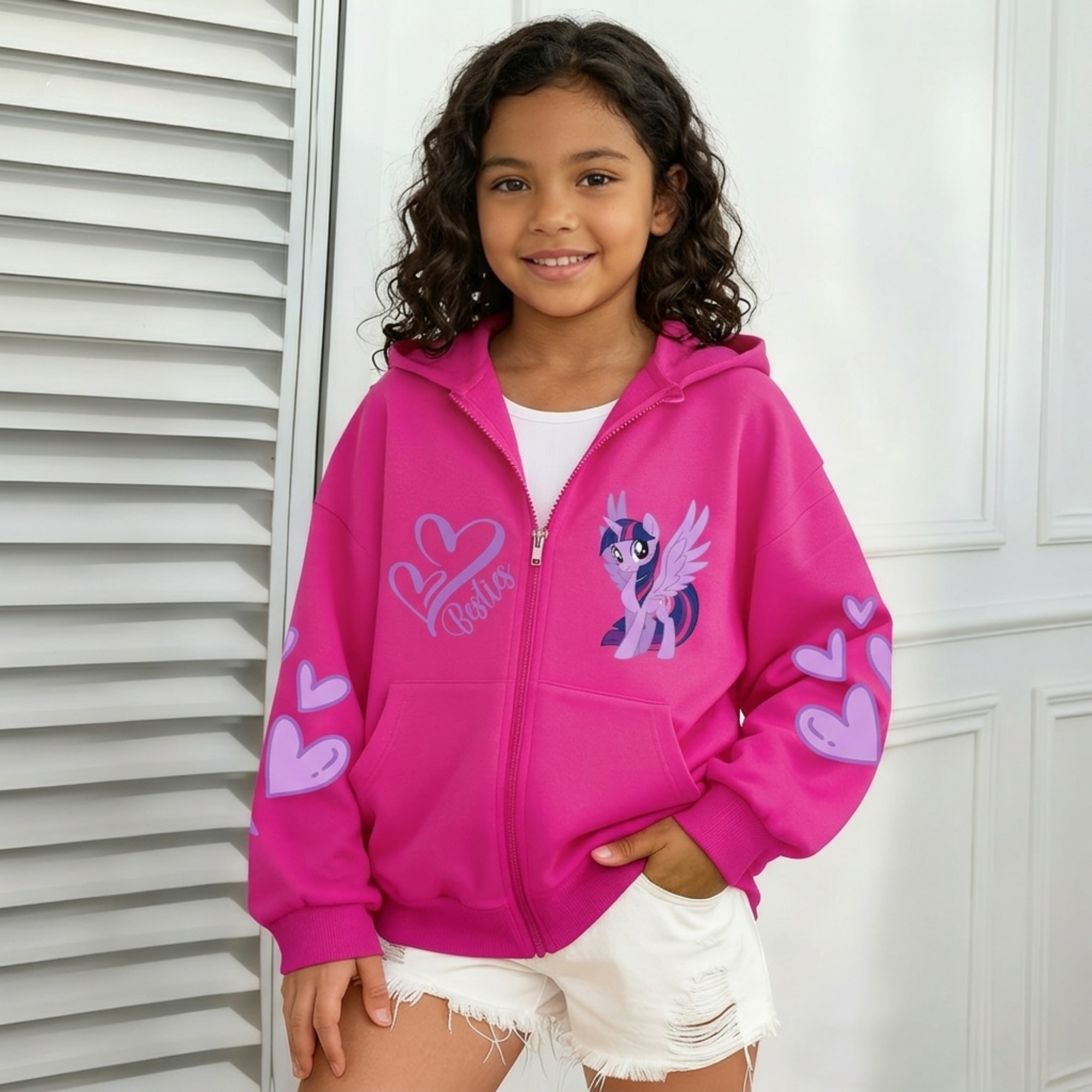 Modern Pony Character Orbit Silhouette Kids Hoodie