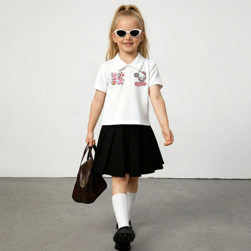 Authorized Sanrio Hello Kitty Girls' Casual Sports Polo Shirt