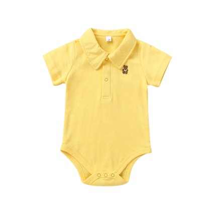 Solid Collared Baby Bodysuit-Children Cloth Shop
