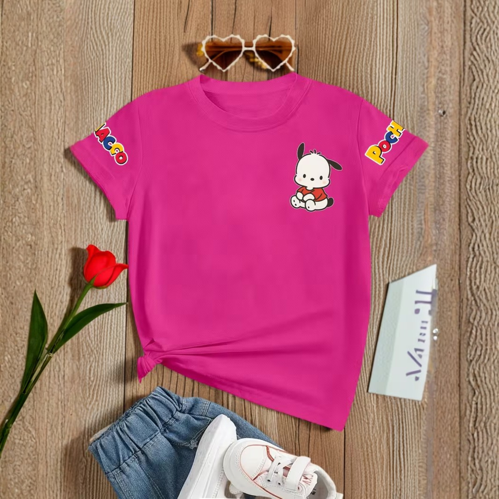Pochacco Cartoon Printed Short Sleeves T Shirt For Girls