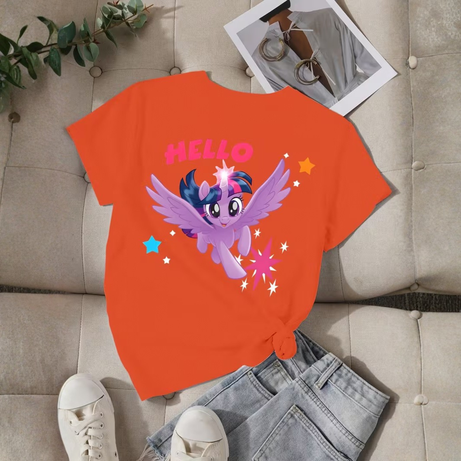 Twilight Sparkle Cartoon Printed Short Sleeve T Shirt For Girls