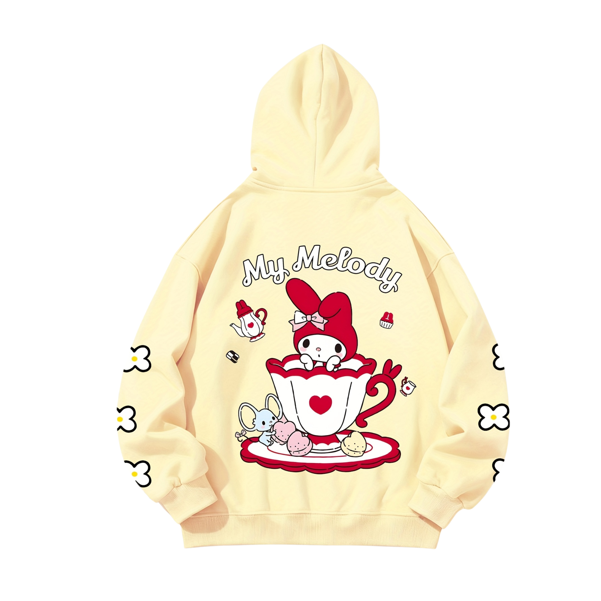 My Melody Cartoon Print Hooded Sweatshirt For Girls