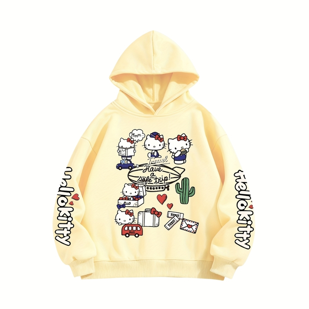 Hello Kitty Themed Casual Hooded Sweatshirt