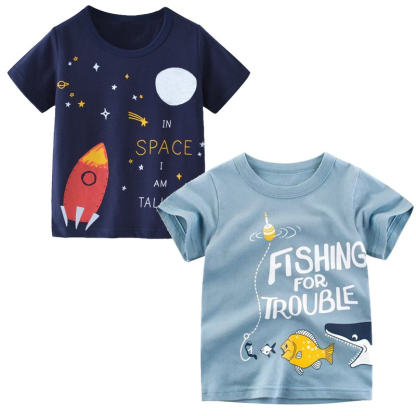 Short Sleeve Printed T-Shirt Sets For Kids-Children Cloth Shop