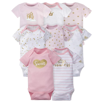 Pack of 8 Baby Girl Short Sleeve Onesies Bodysuits