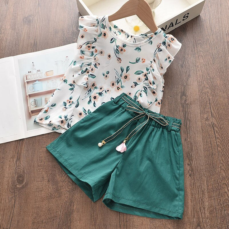 Summer Girls New Cartoon T-shirt And Shorts-Children Cloth Shop