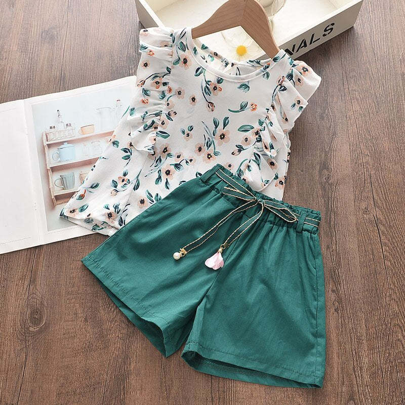 Summer Girls New Cartoon T-shirt And Shorts-Children Cloth Shop