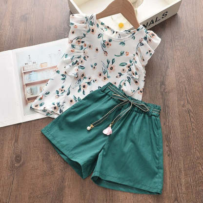 Summer Girls New Cartoon T-shirt And Shorts-Children Cloth Shop