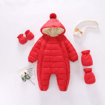 Newborn Baby Boy Girl Winter Hooded Romper-Children Cloth Shop