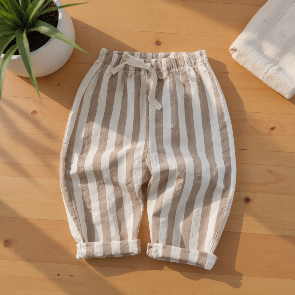 Baby Striped Drawstring Casual Pants