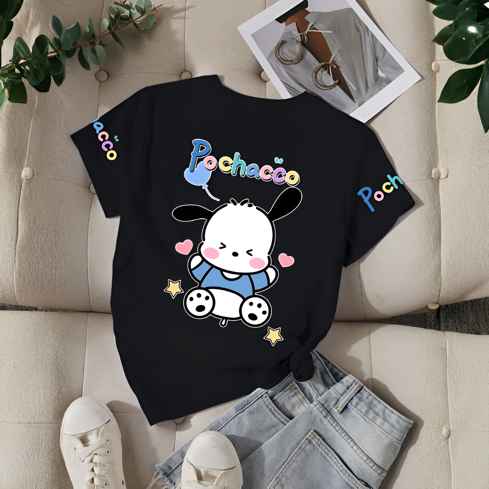 Pochacco Printed Short Sleeve T Shirt
